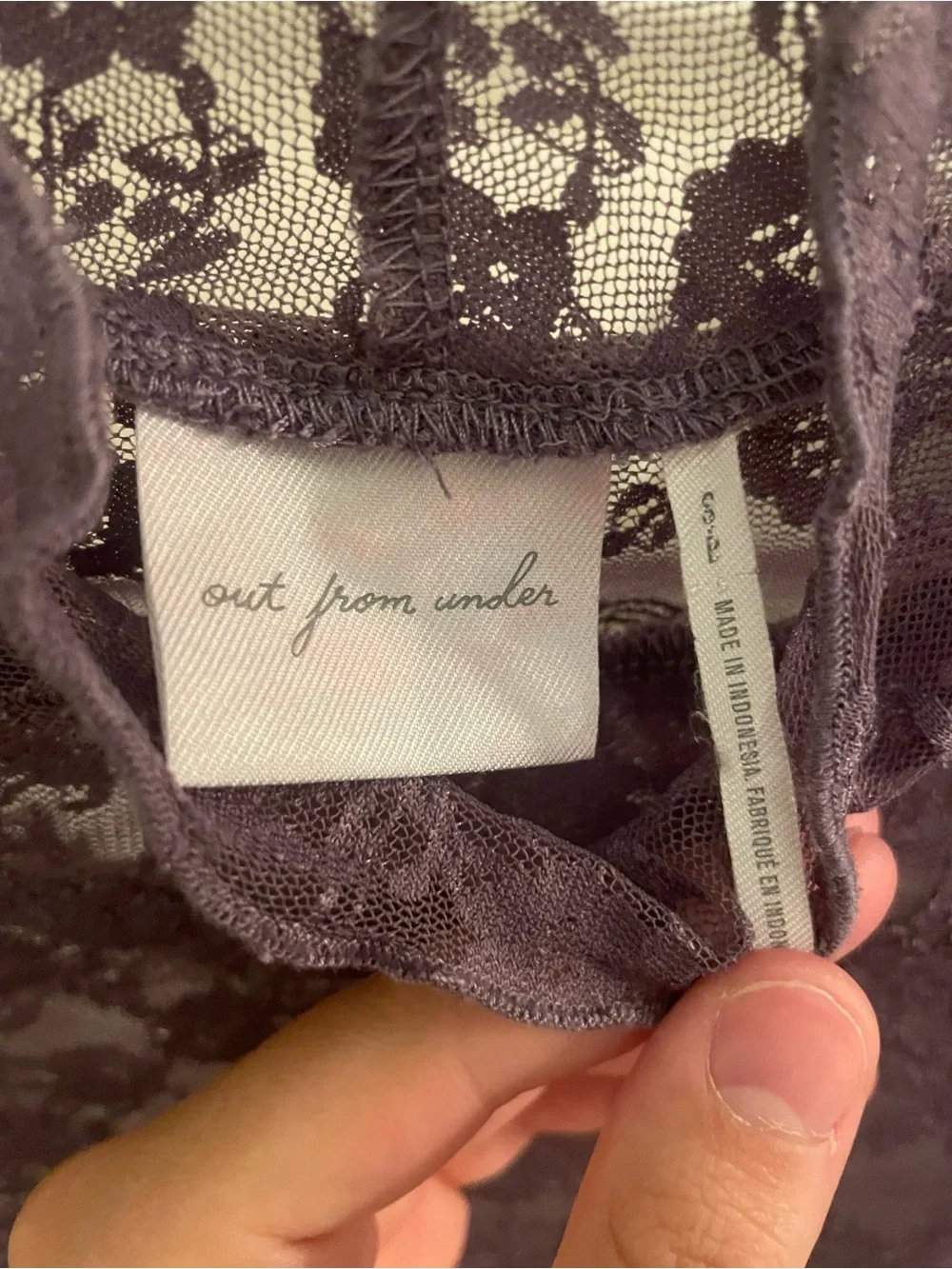 Urban Outfitters Purple Sheer Lace Long Sleeve Tee